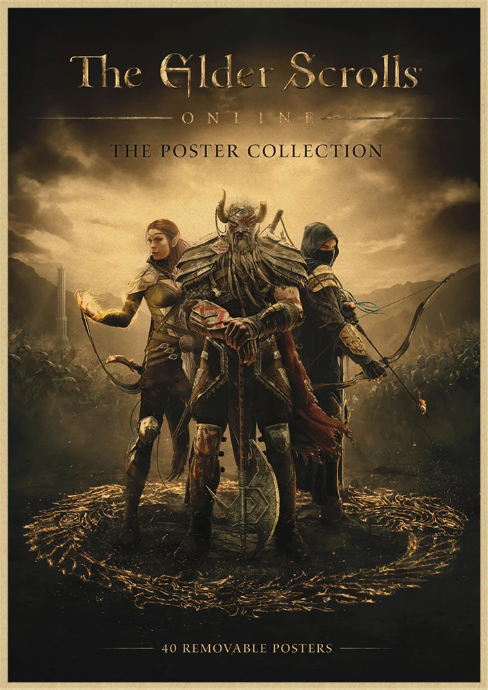 Косплей Классическая игра Свиток V Skyrim Постер из крафт-бумаги настенная наклейка
