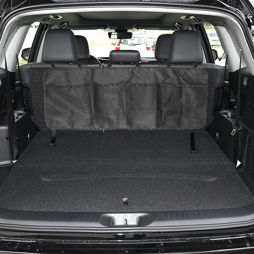 Car Trunk Organizer Backseat Storage Bag Automobile Seat Back Organizers Net High Capacity Adjustable Multi-use Oxford