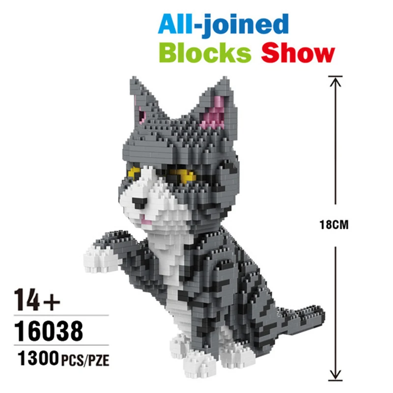 

16036 16037 16038 16039 Mini Animal Cat Model Diamond Building Block Cartoon Building DIY Educational Toy Children's Gift