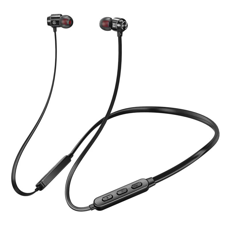 black Bluetooth 5,0, наушники, 16 часов, время разговора, Беспроводные спортивные наушники с шейным ободком, IPX5, водонепроницаемые, с микрофоном, стереогарнитура для телефонов, ПК - Цвет: black