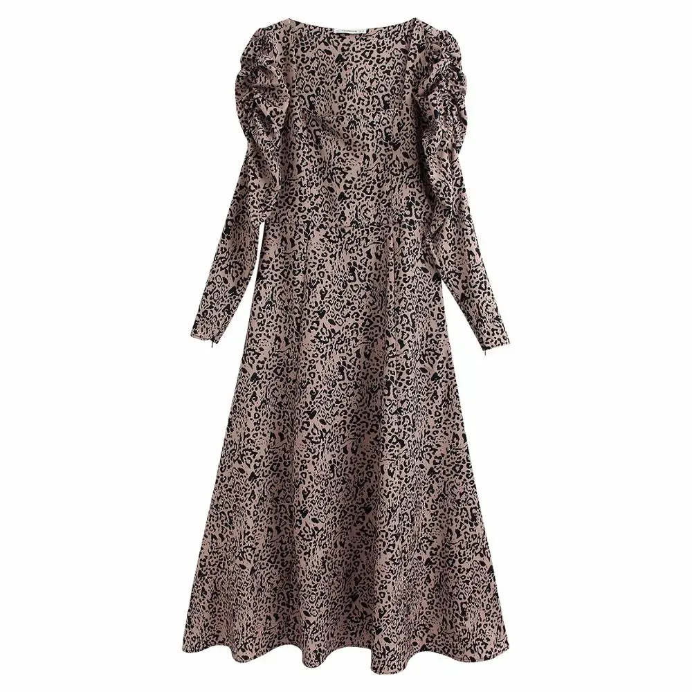 ZA женское платье с рисунком леопард и животным принтом Пышное Платье со