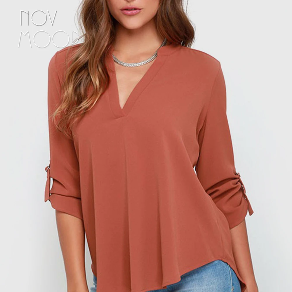 Женская шифоновая блузка с v-образным вырезом свободная рубашка топы больших