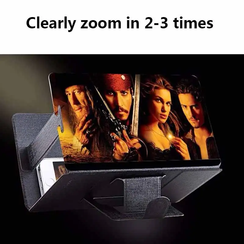 Black Fiuzd Универсальный мобильный телефон 3D экран HD видео усилитель увеличительное стекло Подставка Кронштейн держатель топ продаж лучшие продажи - Цвет: Black