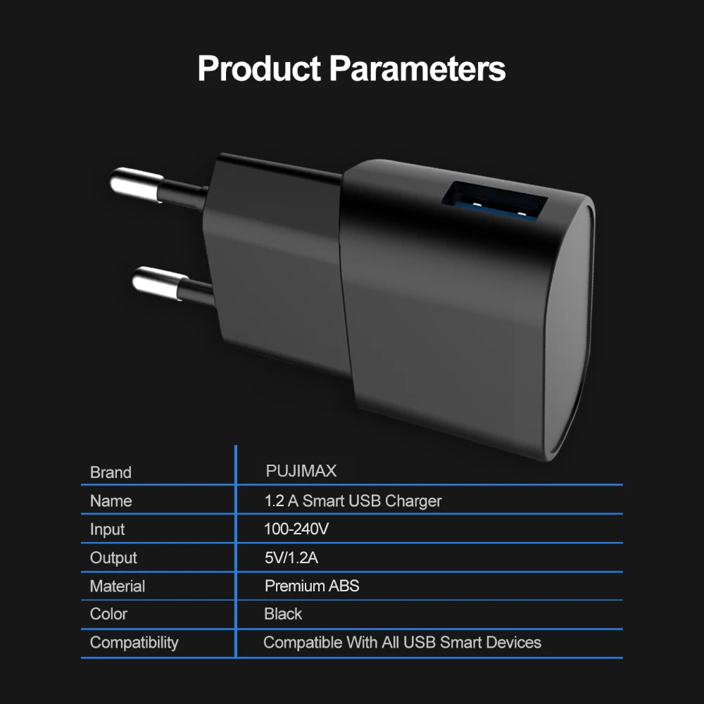 PUJIMAX 5V 1.2A USB настенное/дорожное зарядное устройство портативное для мобильного