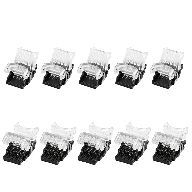 

10 Packs 4 Pin LED Strip Connectors,Strip To Strip,Strip To Wire Connector For Waterproof 10Mm RGB 5050 LED Strip Lights