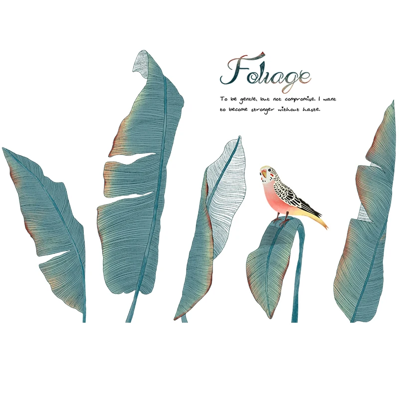 

Pastoral Simple Wall Stickers Hand Painted Banana Leaves Bedroom Living Room Decoration Sofa Backdrop Furntiure Decal PVC Murals