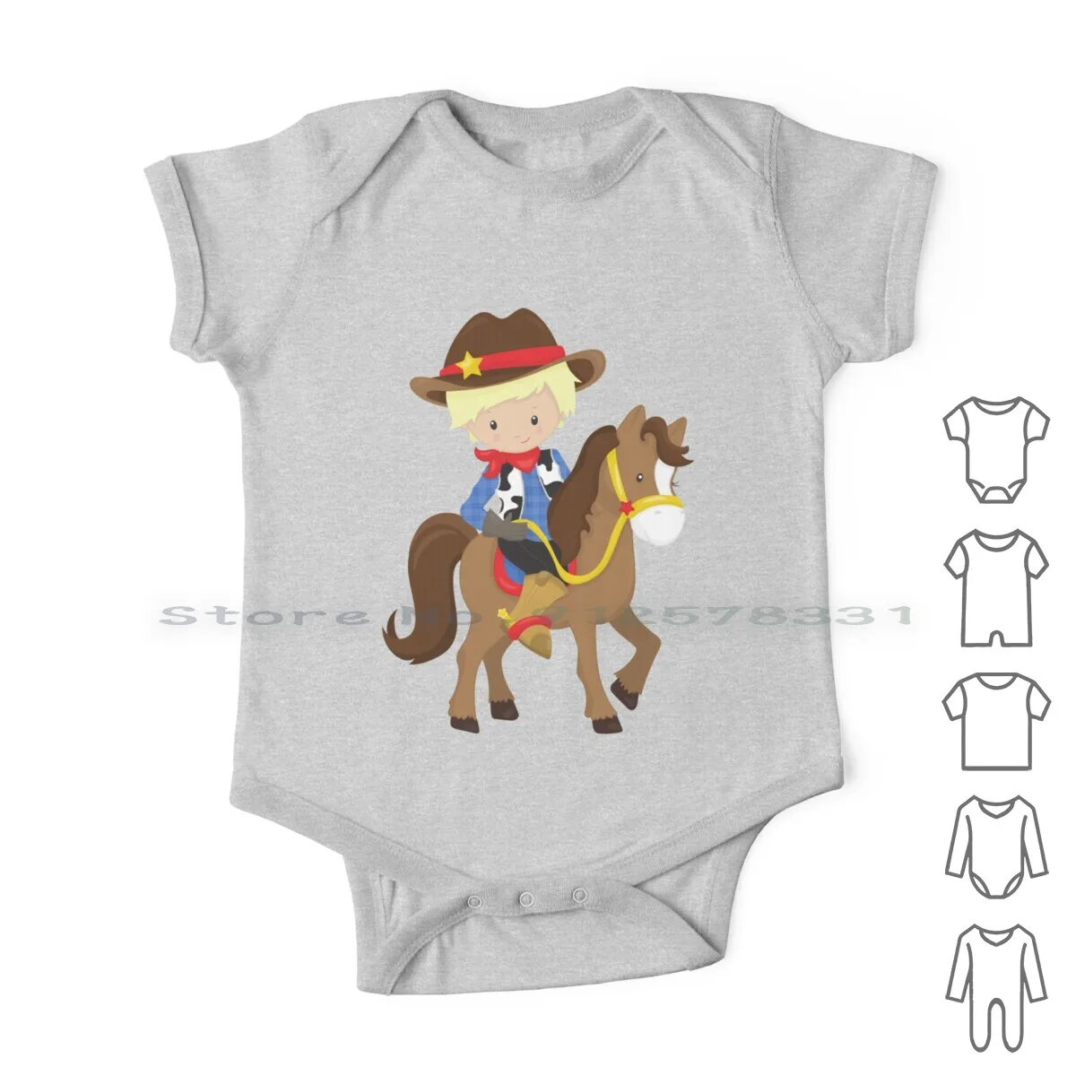 Cowboy , Sheriff , Horse , Western , Blond Hair Newborn Baby Clothes Rompers Cotton Jumpsuits Horse Blond Hair Western Country