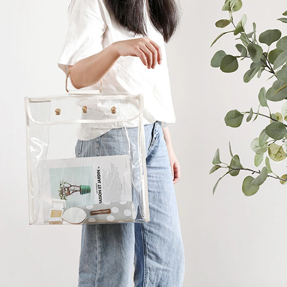 

Clear Dust-proof Bag Transparent Dust Bag Organizer Purse Handbag Protector with Magnetic Snap