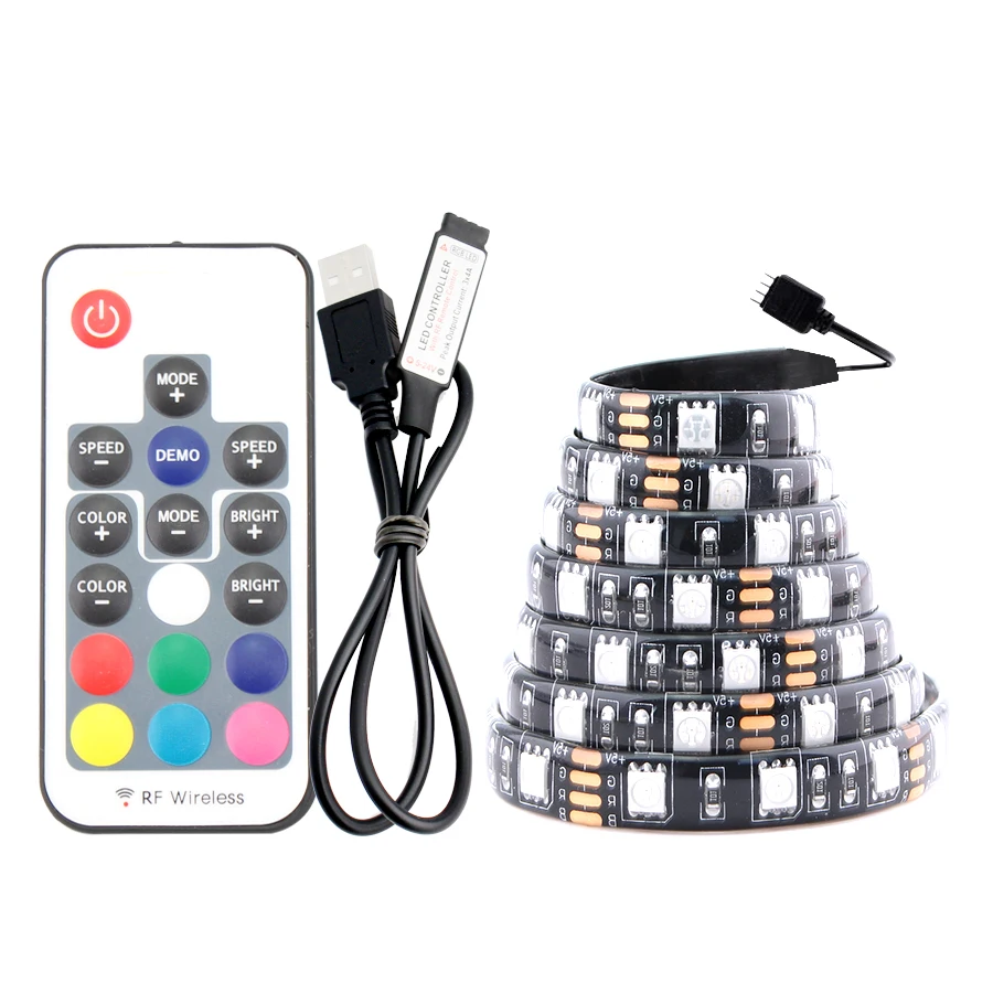 

5V USB LED Strip RGB Light Diode 5050 Bpcb 50CM-5M 60LED/M Waterproof With LED Controller Bluetooth Music Remote DC 5V LED Strip