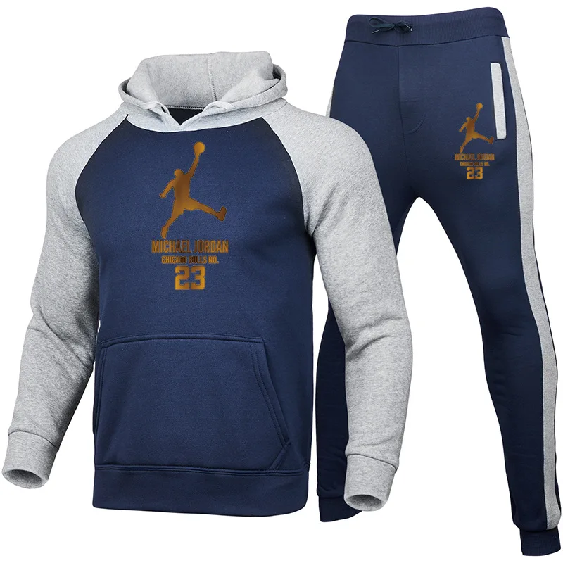 

Jordan 2 Pieces Sets Tracksuit Men Hooded Sweatshirt+Pants Pullover Hoodie Sportwear Suit Ropa Hombre Casual Clothes Size S-3XL