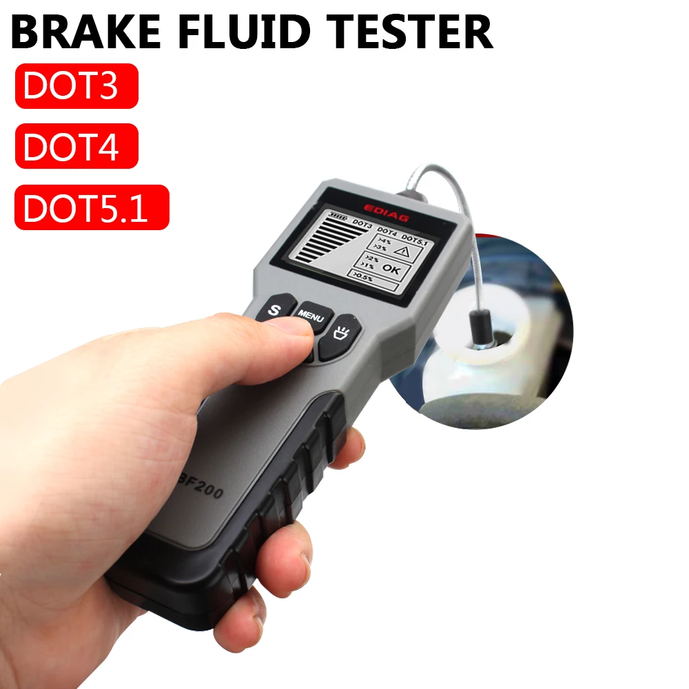 

Car Brake Oil Tool DOT3 DOT4 DOT5.1 Water Content Detector Auto Brake Fluid Tester LED Display BF200 Oil Quality Test Tool