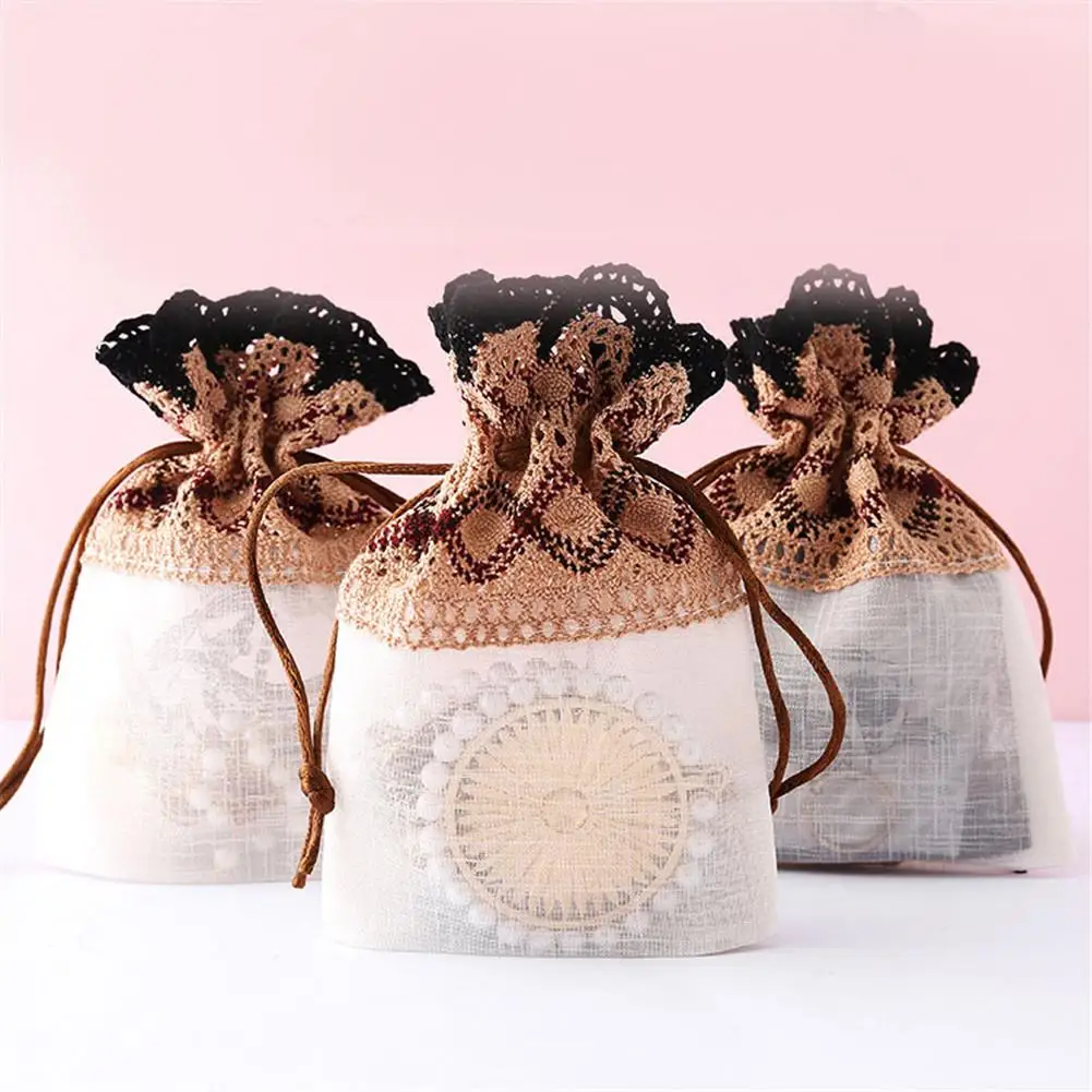 Комплект карманами яркие сумки жемчужные мешки из пряжи ювелирные изделия сумка