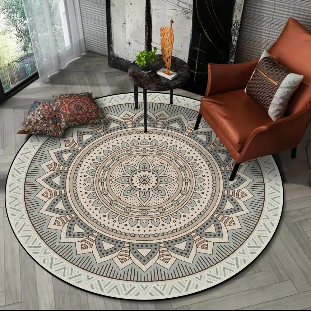 

Simple fresh and elegant mandala flower living room table and chair rug bedroom hanging basket chair round mat carpet tapis