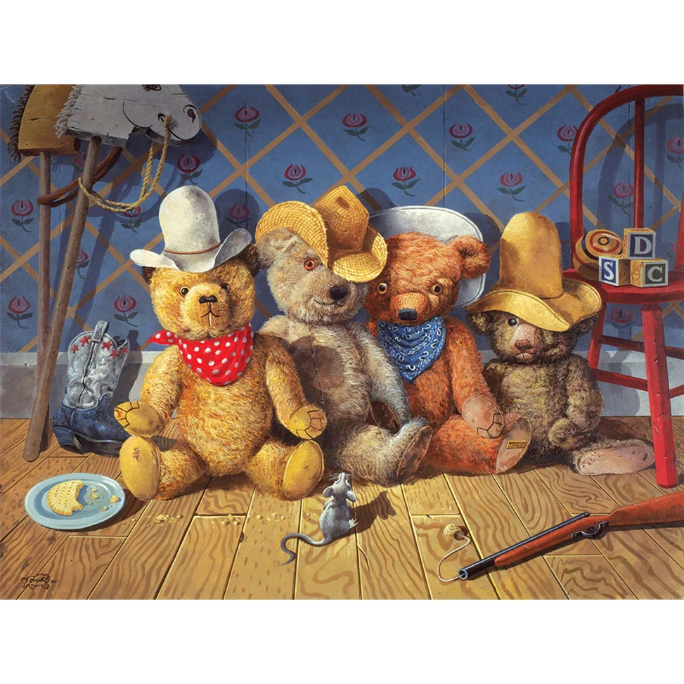 

5D алмазная живопись «сделай сам», ковбой медведь, вышивка крестиком, мозаика, Набор для творчества, домашний декор, рождественский подарок