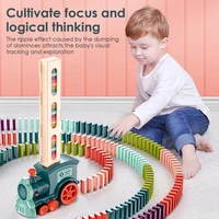 kids domino train car set sound light automatic laying domino brick colorful dominoes blocks game educational diy toy gift