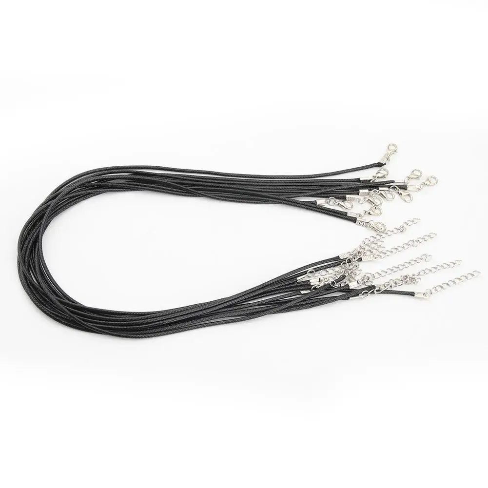 10 шт. кожаный шнур ожерелье Оптовая партия черная кожа 2 мм Шнур Омаров застежка