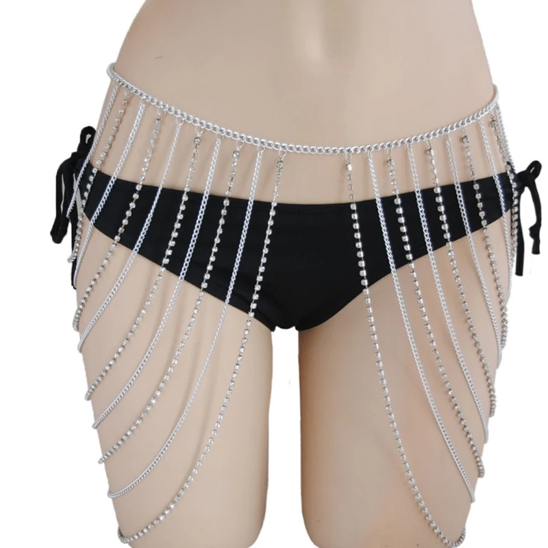 

Simple Personality Geometric Waist Chain Sexy Waist Trimmers Body Jewelry Multilayer Body Chains with Rhinestones Belts for