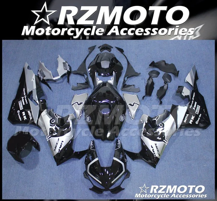 

Custom Free Motorcycle New ABS whole Fairings kit Fit for HONDA CBR1000RR 2017 2018 17 18 CBR1000 black silver