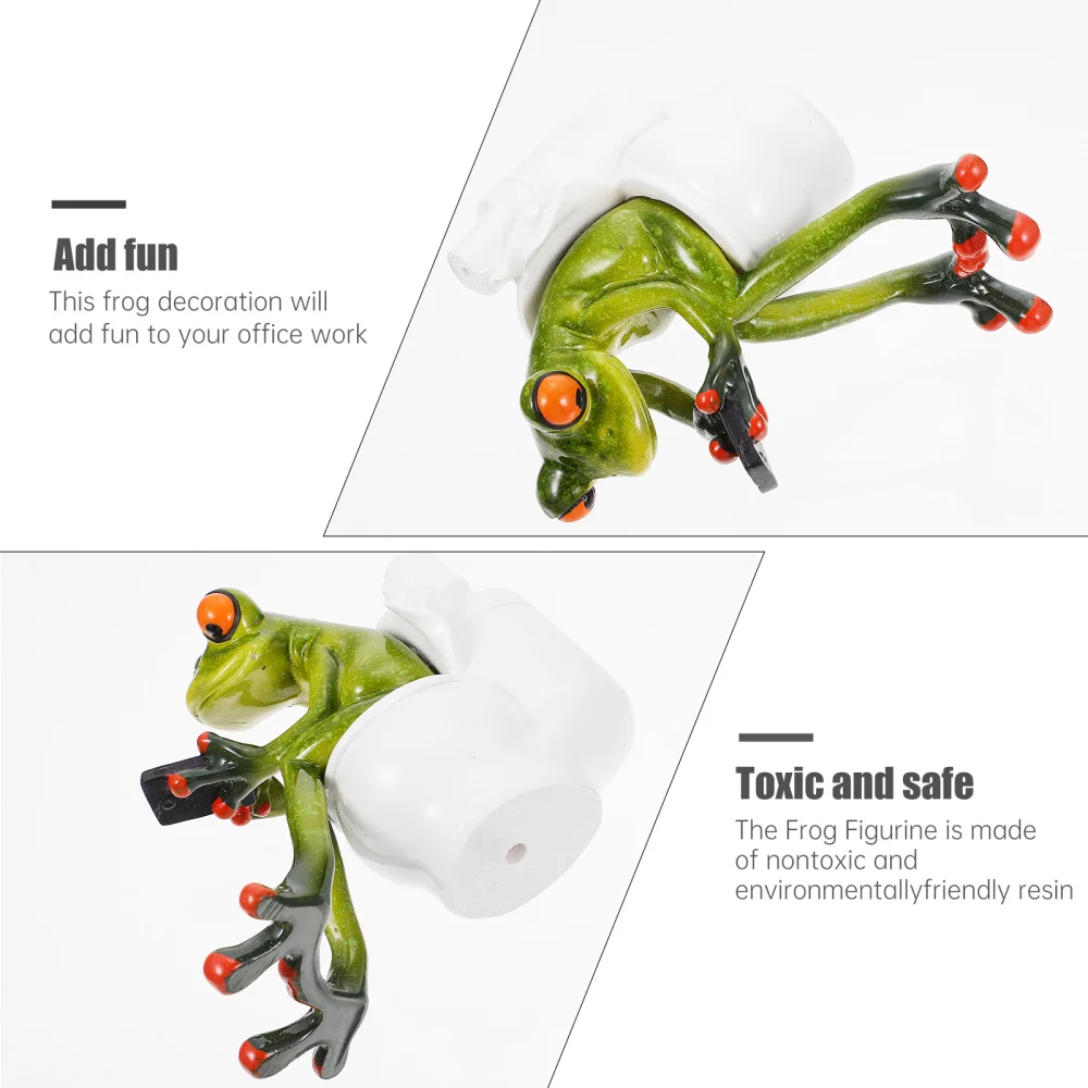 

1Pc Resin Frogs Figurine Creative Craft Frogs Statue Home Desktop Ornament
