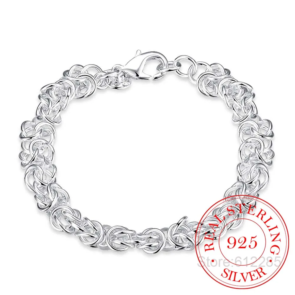 100% настоящие 925 стерлингового серебра браслеты из нержавеющей стали для женщин