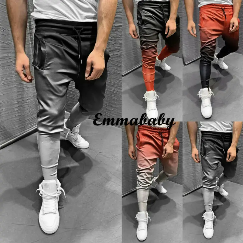 Мужские Длинные повседневные спортивные брюки новинка 2019 модные облегающие для