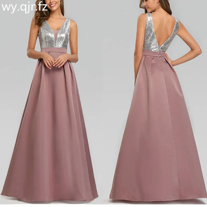 

HJZY-100#Long Evening dress Red wine Dark blue Bean Paste Sequins birthday Graduation party prom dresses wholesale women girls