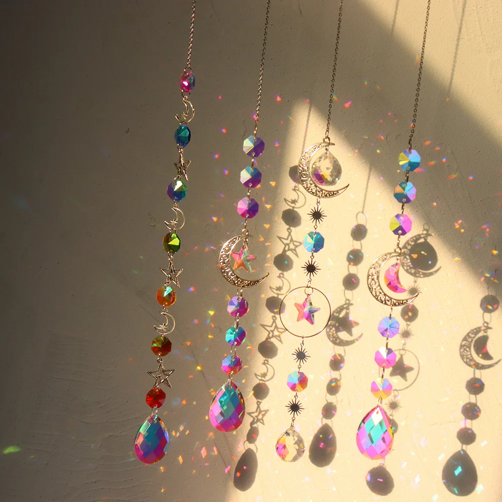 

Хрустальные колокольчики, звезда, луна, солнце, подвеска, солнце мечты, Позолоченные Красочные Бусины, подвесные капли для улицы, садовые ве...