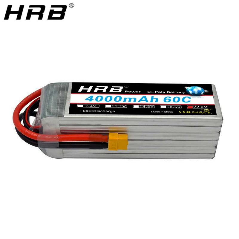 HRB 6S 22,2 V 4000mah Lipo батарея XT60 EC5 XT90 TRX T Deans женский 60C RC Квадрокоптер FPV Самолет багги автомобиль Грузовик Лодка запчасти DIY