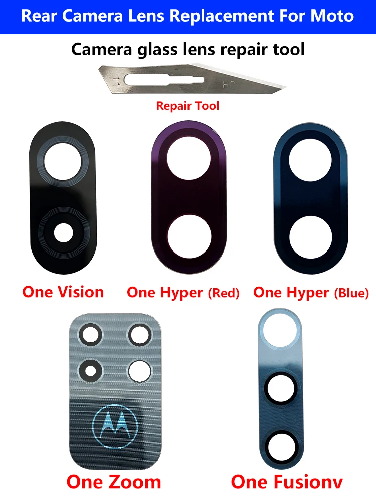 100% оригинальное стекло для камеры Moto One Zoom Fusion Plus Hyper Vision Action Macro задняя камера стеклянный объектив с наклейкой