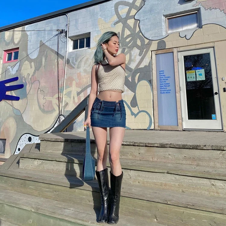 

New product in stock/jaded upper body super spicy denim skirt a-line skirt skirt version I like it