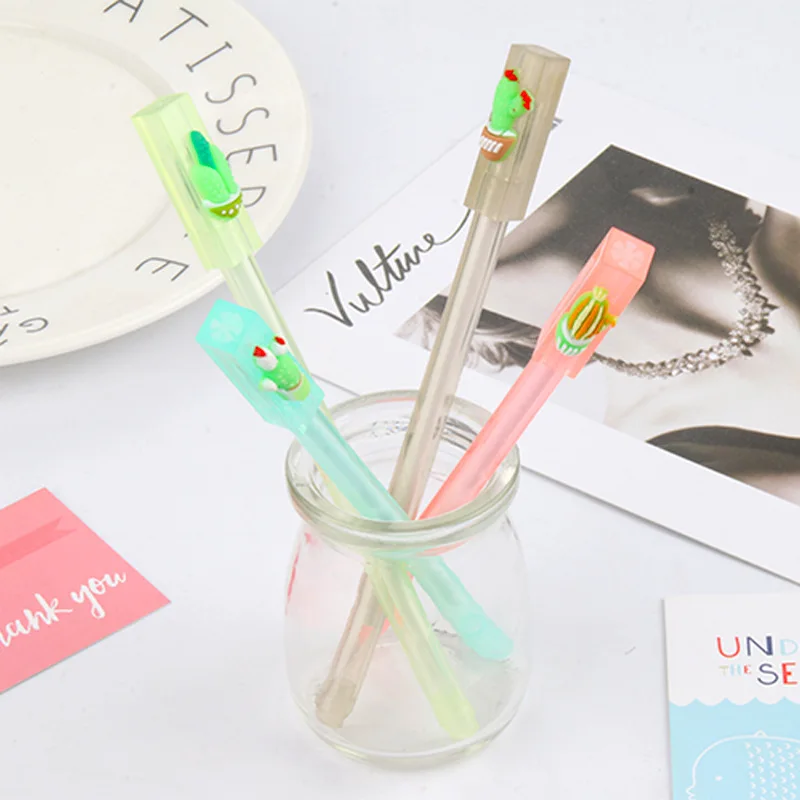 24 шт мультфильм Креативный кактус ручка покрывающий гель-ручка завод в горшках