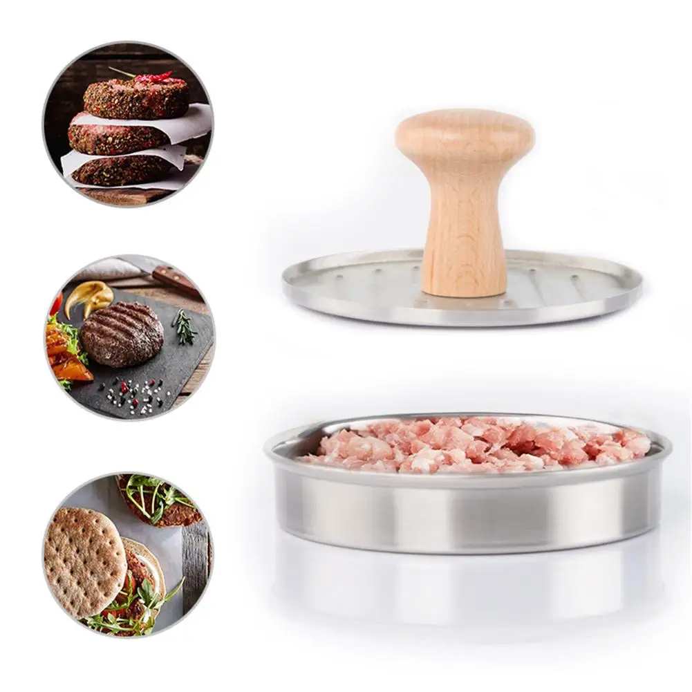 

Hamburger Meat Press With Wooden Handle Patty Maker Mold Kitchen Tool Burger Mold