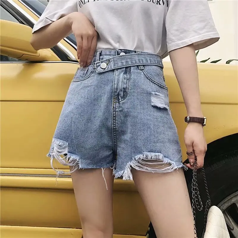 2020 Plus Size Sexy Jeans for Women Denim Shorts Summer Womens Destroyed Ripped High Waisted