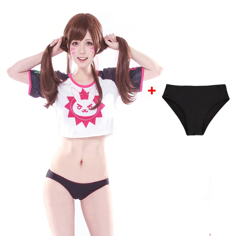 Игра Overwatch Dva Косплей короткий рукав кролик графика Tee Hana песня белый черный