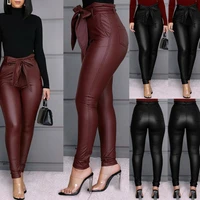womens leggings pu leather pants new fashion solid stretchy skinny pencil trousers high waisted