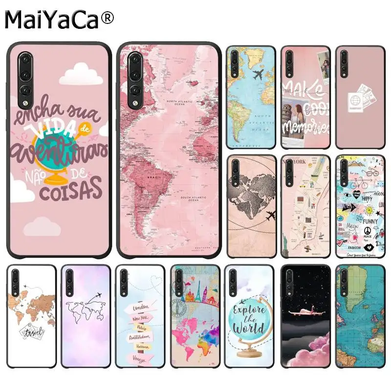 Чехол для мобильного телефона MaiYaCa ravelling с картой мира путешествий Huawei P10 lite P20 pro