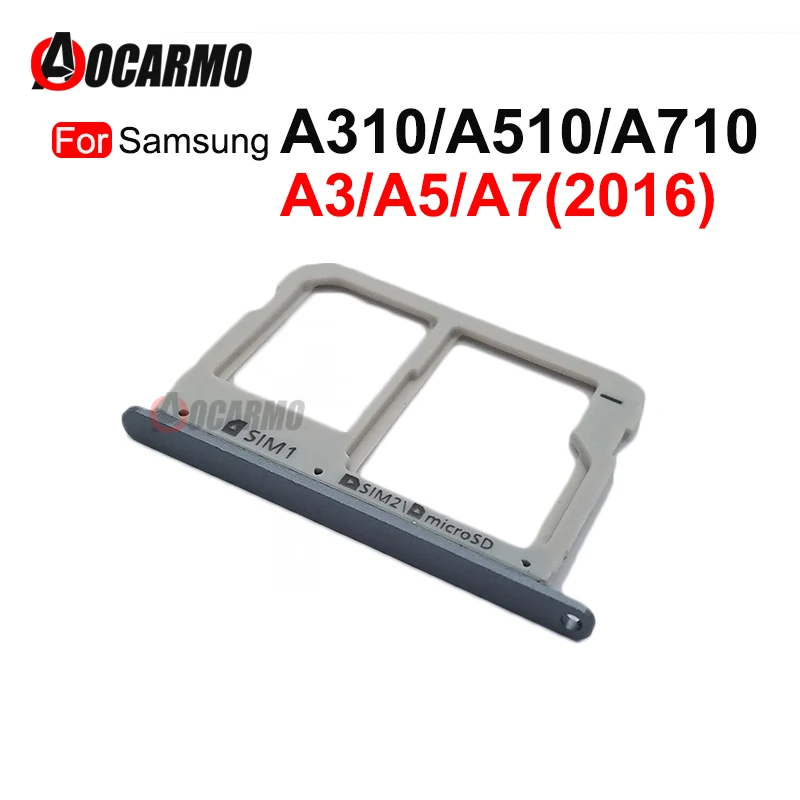 Aocarmo  A310 A510 A710 Sim Tray Micro SD Dual SIM Card Slot Reader Holder For Samsung Galaxy A3 A5 A7 2016 Replacement Part