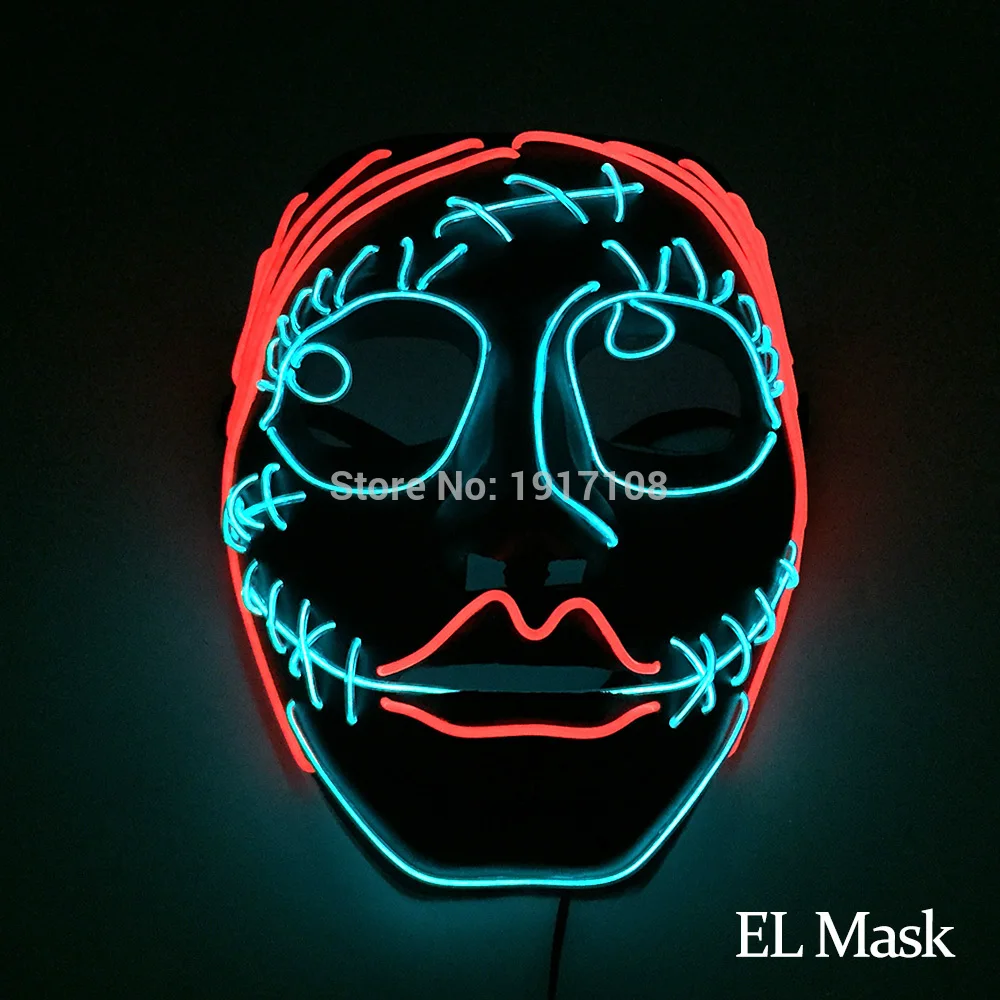 mask 32 Лидер продаж EL Wire светящаяся маска Nenon светильник костюм маска светодиодный Вечерние Маски для страшной тематики косплей маска украшение - Цвет: mask 32