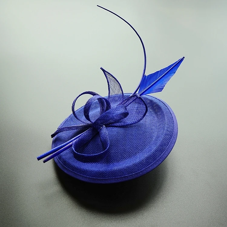 

Luxury Designer Feather Fascinator Hat Hairpin Women Fancy Show Kenfucky Derby Party Brand Ladies Fuschia Flower Bow Headdress