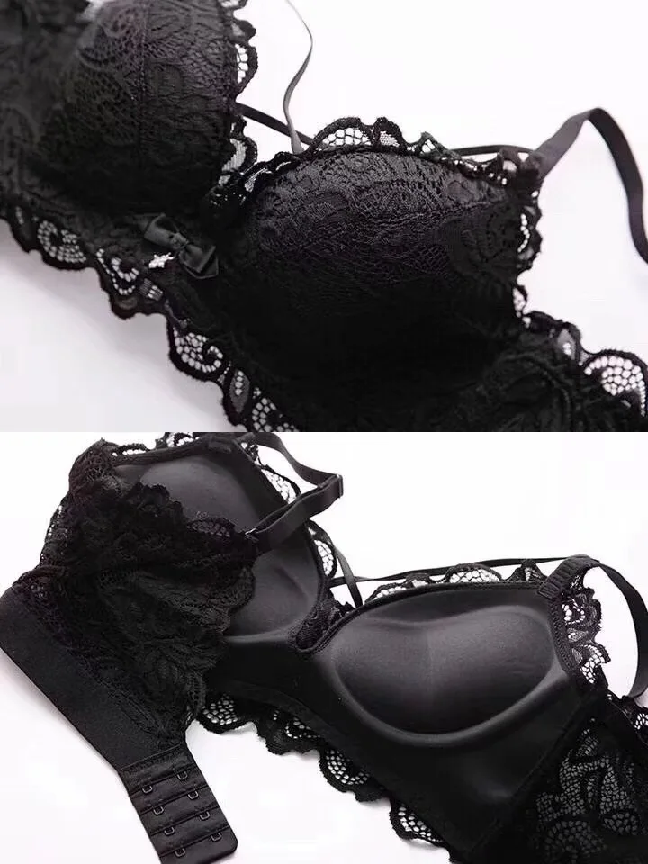 

Sexy lace girl bra small boob gathered up to adjust the non - underwire thick section underwear