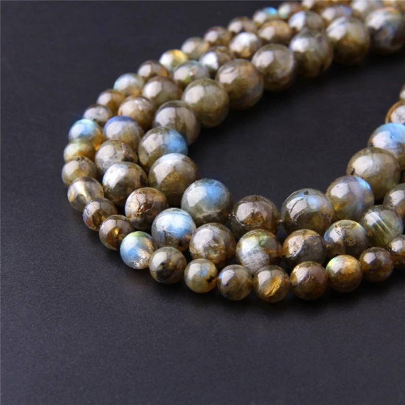 Серые бусины из лунного камня Лабрадорита натурального 4 6 8 10 12 мм для