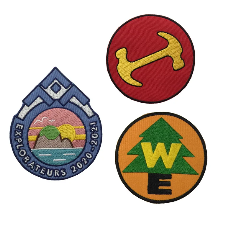 

20pcs/lot Round Luxury Embroidery Patch Letter Tree Mountain Hammer Tree Clothing Decoration Strange Things Craft Diy Applique