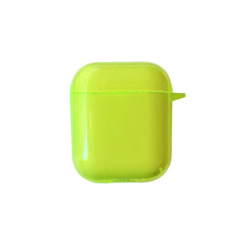 Простой флуоресцентный цветной чехол для Apple Airpods 2/1 модный симпатичный глянцевый