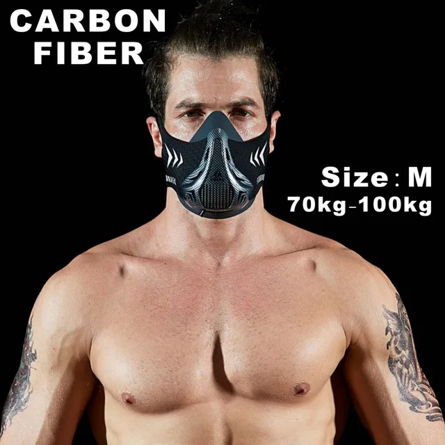 Carbon Fiber M FDBRO Беговая Спортивная маска для фитнеса, тренировки, сопротивление поднятию, кардио, выносливость, Спортивная маска для фитнеса, тренировок, Спортивная маска 3,0 - Цвет: Carbon Fiber M