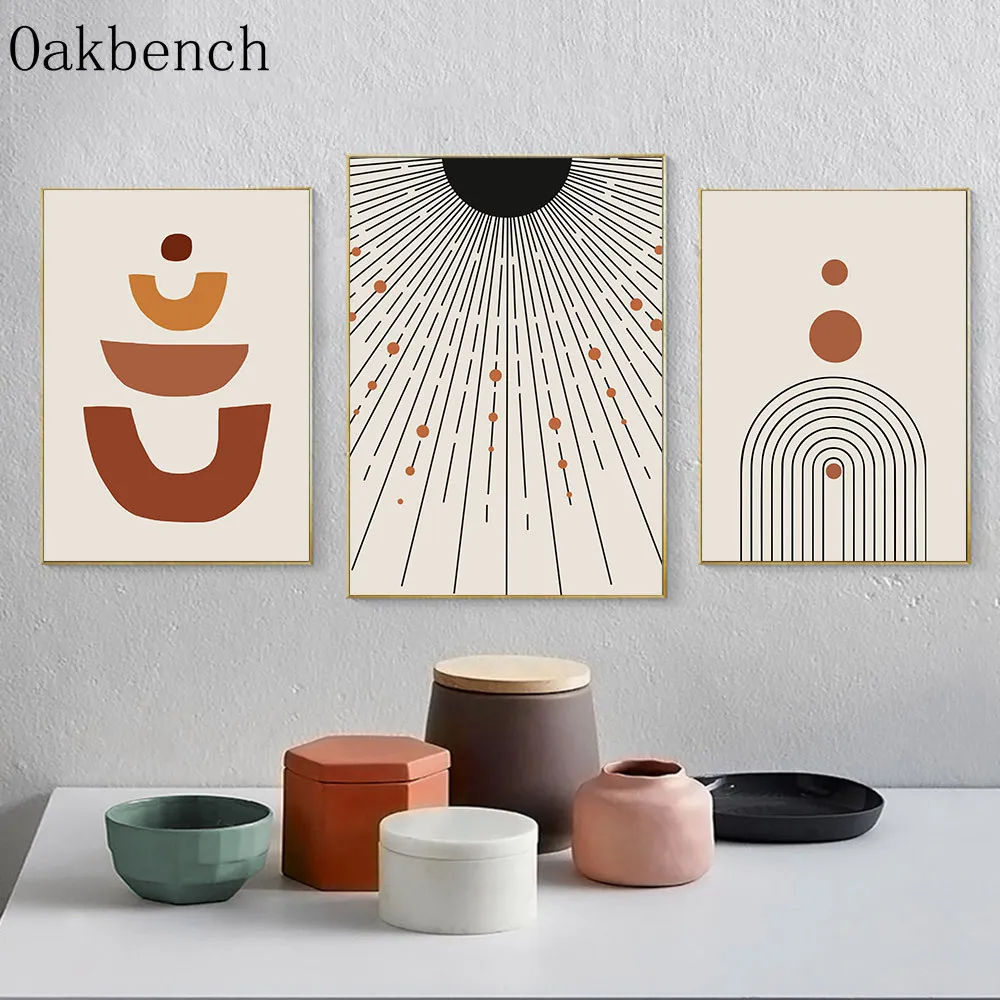 Современные настенные художественные постеры середины века Абстрактная Картина