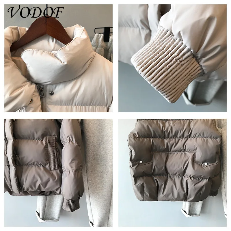 VODOF New Women Warm Parkas 2020 Autumn Winter Thick Hooded Zipper Black Outwear Female Causal Short Coats Loose Outwear
