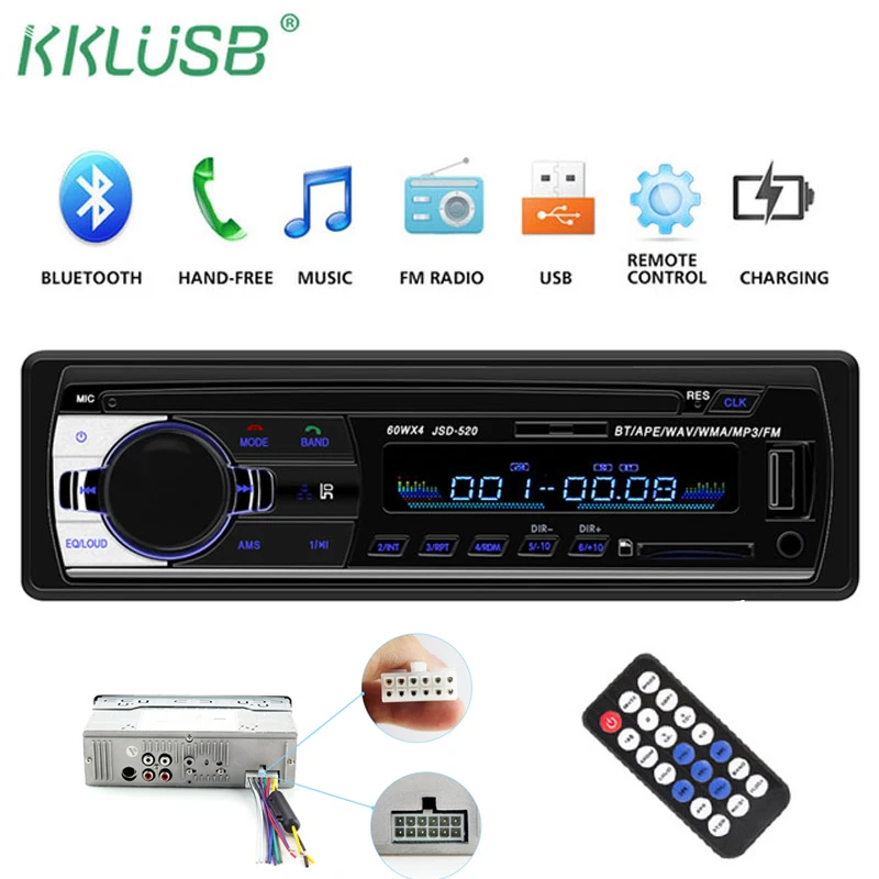 12 В Автомагнитола Bluetooth 1 din автомагнитола автомобильный стерео плеер телефон AUX-IN MP3 FM USB Радио пульт дистанционного управления для телефона автомобильный аудио