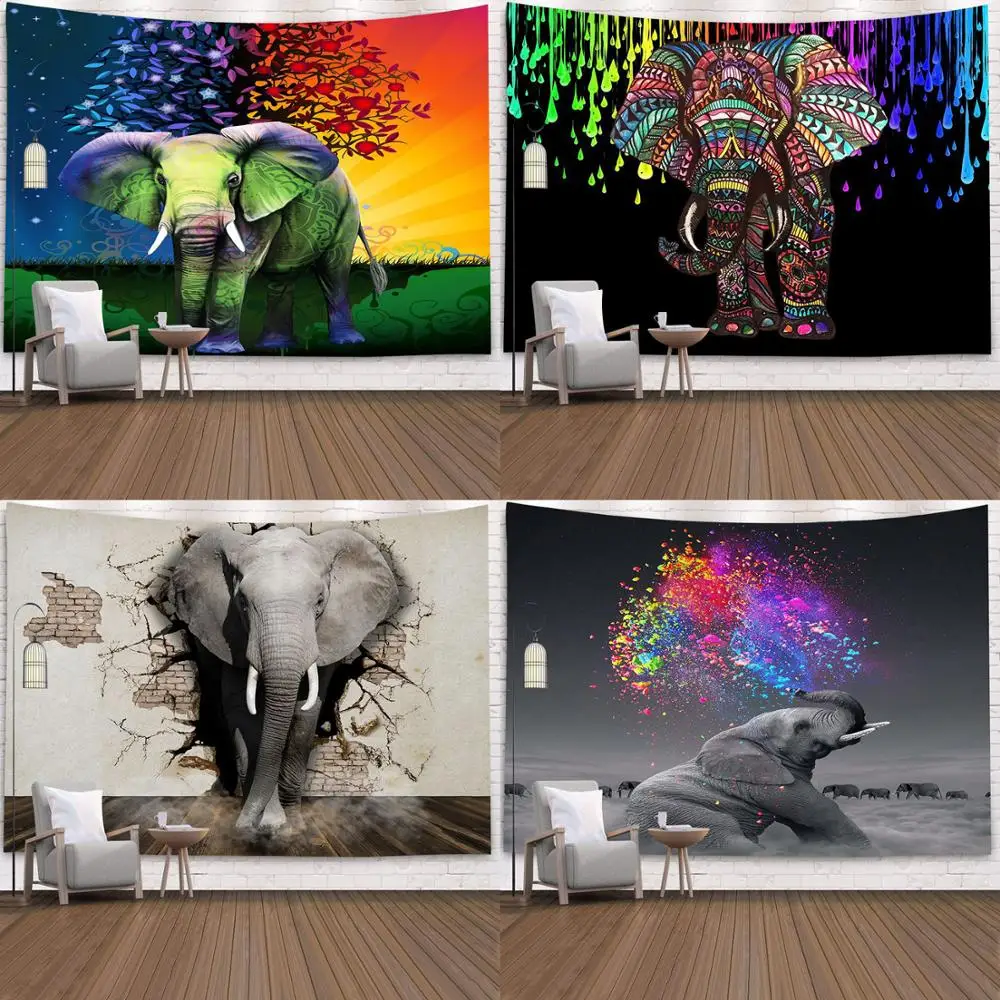 Настенный Ковер с принтом индийского слона декоративный коврик для йоги дома