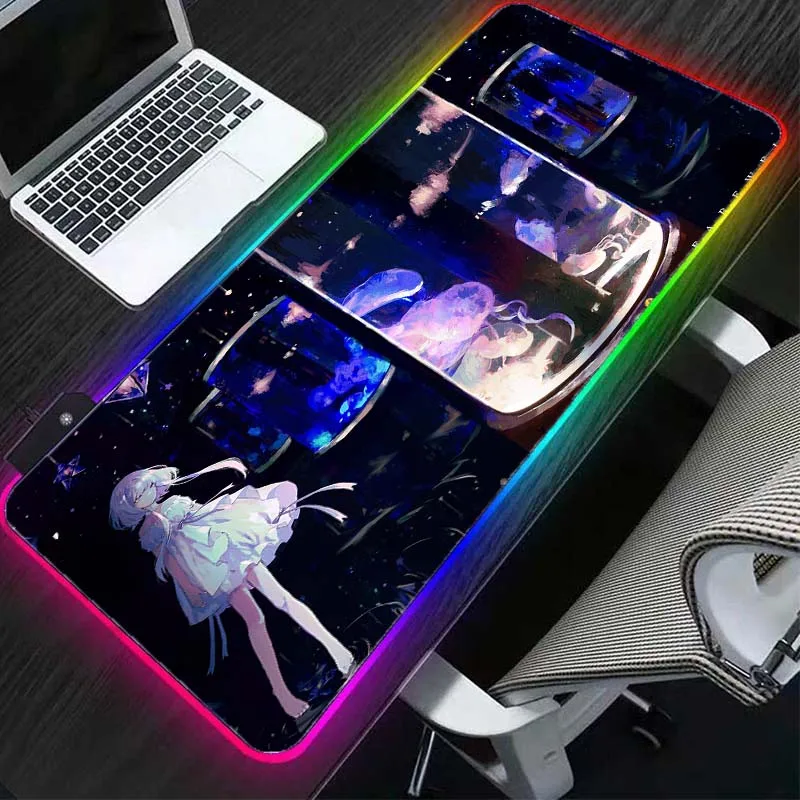 

rgb PC mouse pad purple dream girl gamer keyboard and mousepad, suitable for large game desk mat carpet mats