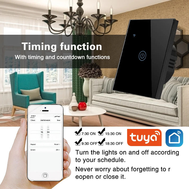 Закаленное стекло UBARO для ЕС панель Tuya Smart Wifi сенсорный выключатель дистанционное
